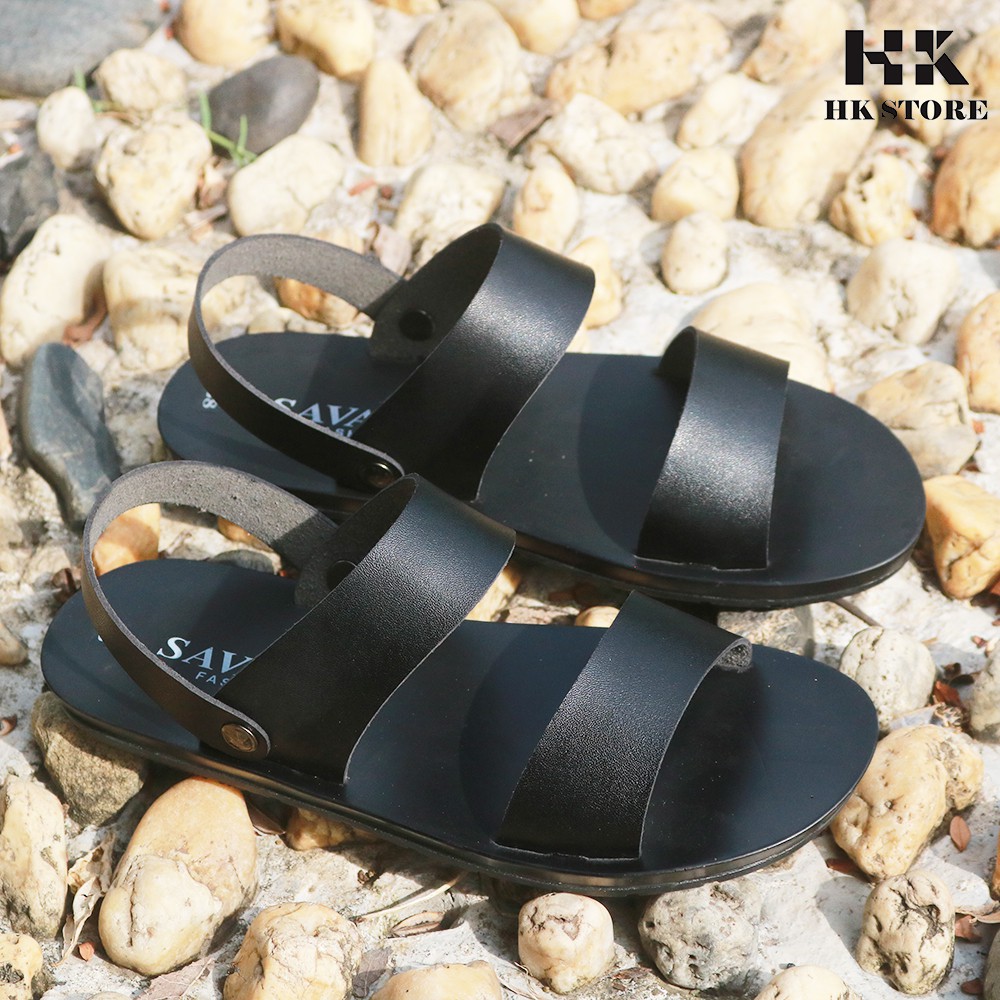 Dép sandal nam 2 quai  HK STORE  hàng chính hãng da bò nguyên miếng cực đẹp - có bảo hành đầy đủ, phù hợp mọi lứa tu