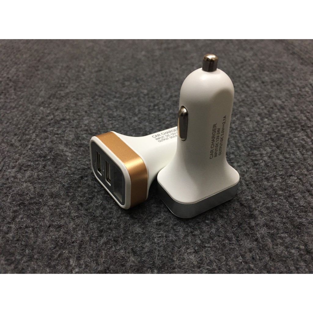 Tẩu sạc mini 2 cổng USB, sạc nhanh 2.4A, Có hiển thị điện áp ô tô hàng xịn