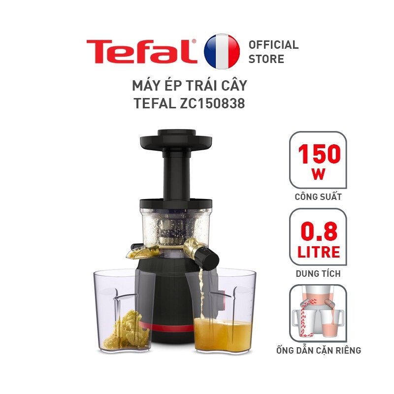Máy Ép Chậm Trái Cây Cao Cấp 0.8L Tefal ZC150838 150W - Hàng Chính Hãng