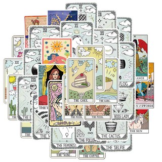Bộ 50 Miếng Dán Trang Trí Chống Thấm Nước Hình Bài Tarot