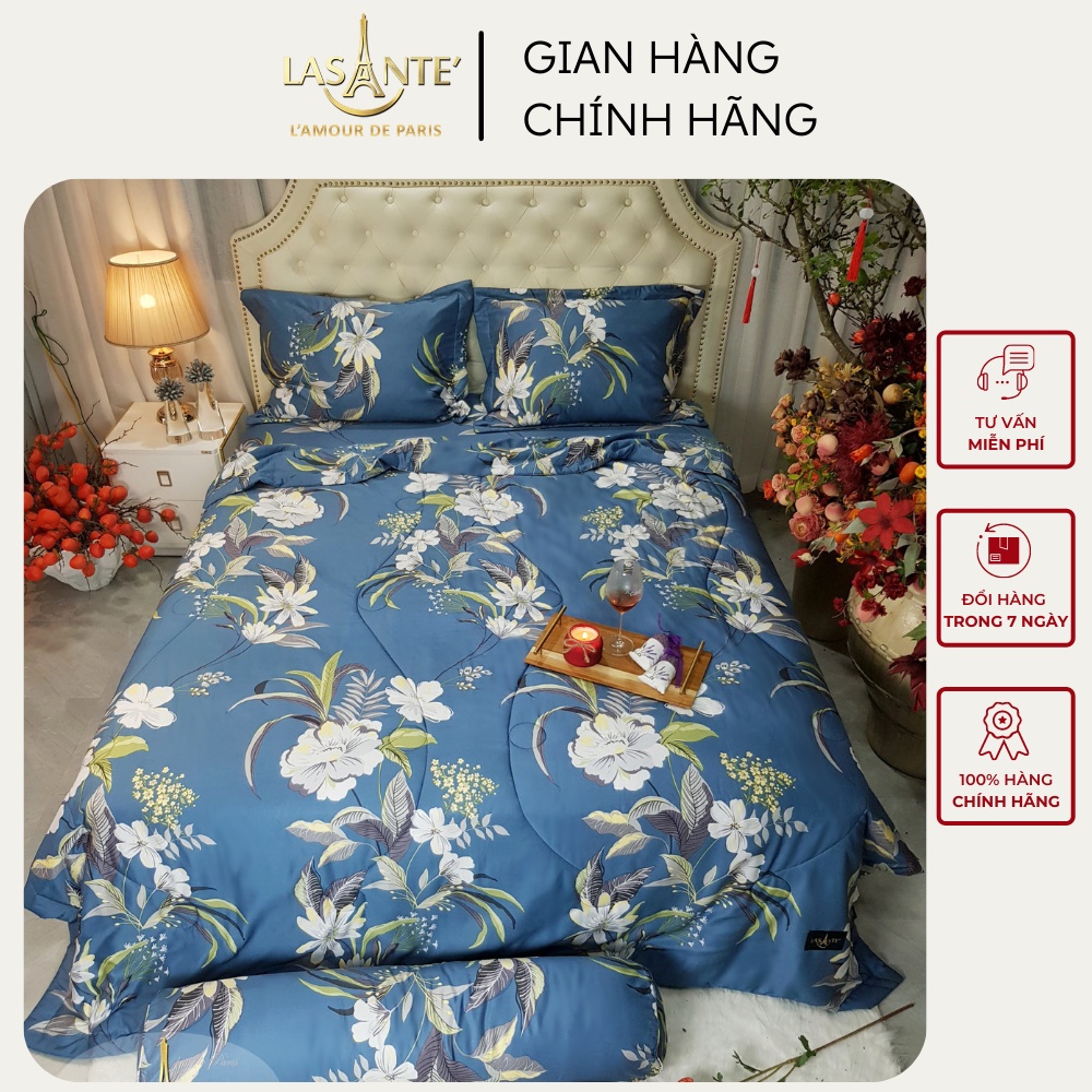 Bộ chăn ga gối Modal Lasante' cao cấp Pháp dày dặn chất liệu modal gỗ sồi tự nhiên 100% siêu rộng 2.1mx2.4m