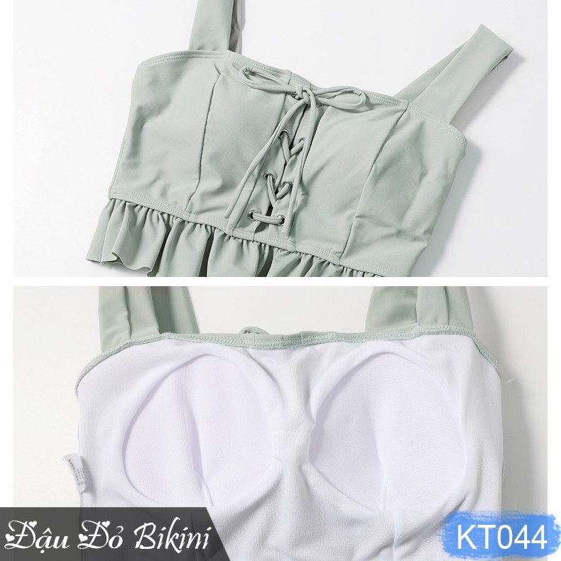 Bikini 3 chi tiết cao cấp, đồ bơi nữ dáng váy &amp; quần sooc đùi rời, mẫu mới phom dáng đẹp, chất thun bơi mịn mát | KT044