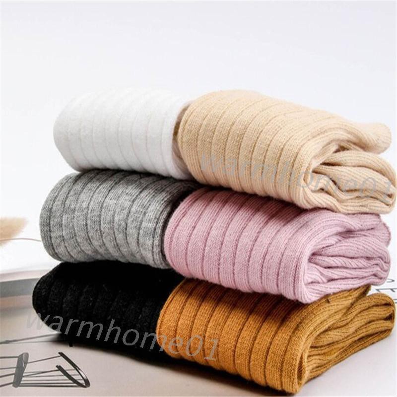 WM 6 Pair Solid Color Knee-Length Baby Girl Long Socks Children Striped Spring Sock