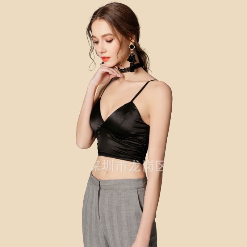 Áo 2 Dây Eva Bra Phi Lụa Cao Cấp Đai Bản To Che Mỡ Quyến Rũ GB264