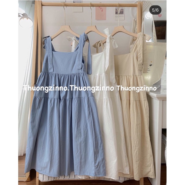 [Ảnh thật/Video] Đầm - váy hai dây ulzzang voan tơ buộc vai 2 lớp Váy hai dây thô vintage dáng dài
