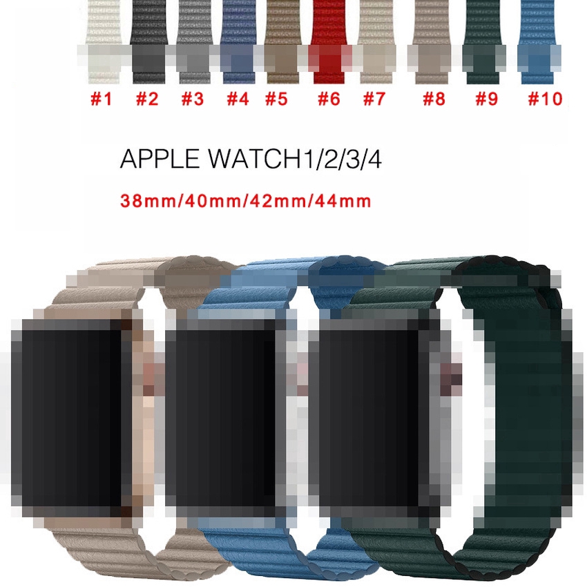 Dây đeo da màu trơn thay thế cho Apple Watch 1 2 3 4 5 cỡ 38-44mm 40-42mm