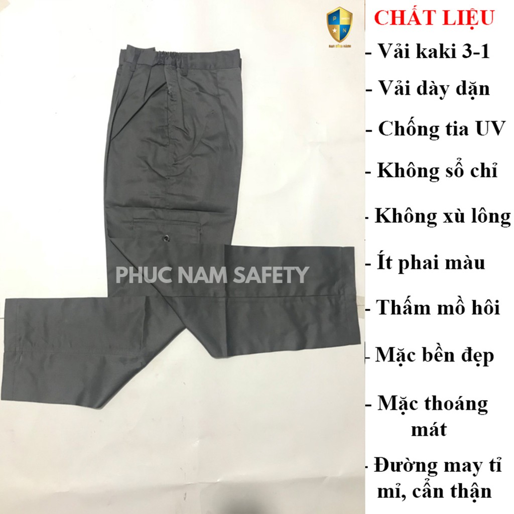 Quàn bảo hộ lao động màu chì có túi hộp - PN-Q2( Quần PN18), Quần bảo hộ lao động có túi hộp, Bảo hộ lao động Phúc Nam.