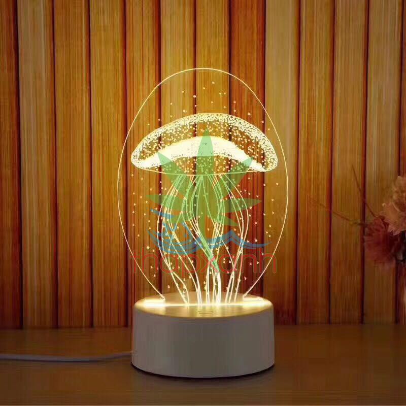 Đèn ngủ, đèn trang trí, Led 3D hình Con Sứa