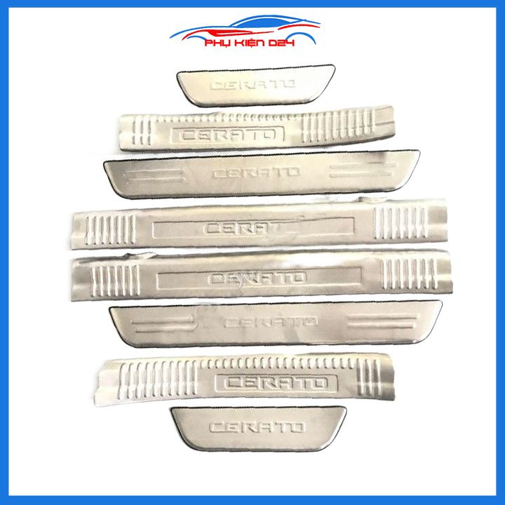 Bộ ốp bậc cửa trong ngoài nẹp bước chân Cerato 2014-2015-2016-2017-2018 Inox chống trầy trang trí xe