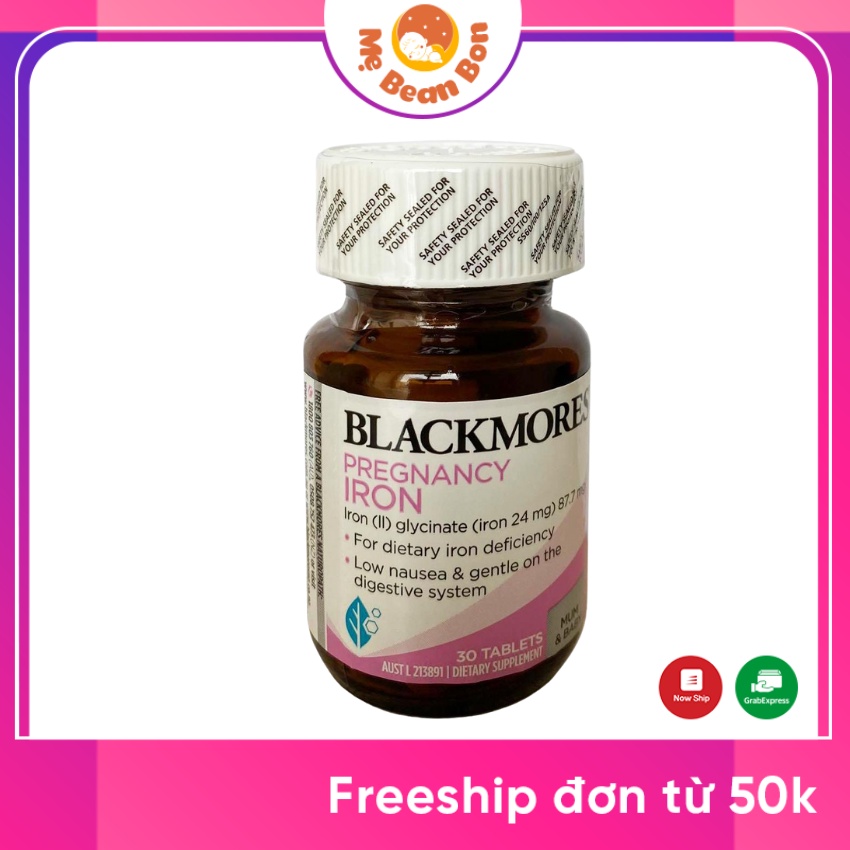 Viên Sắt Cho Bà Bầu Blackmores Pregnancy Iron của Úc 30 viên phòng Ngừa Thiếu Máu Không Gây Táo Bón tốt cho mẹ và bé