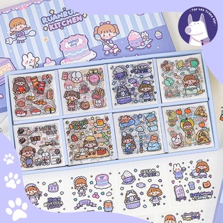 [M33] Set chiết 10 tấm sticker/nhãn dán cute RUAN KITCHEN chất liệu PET chống thấm nước