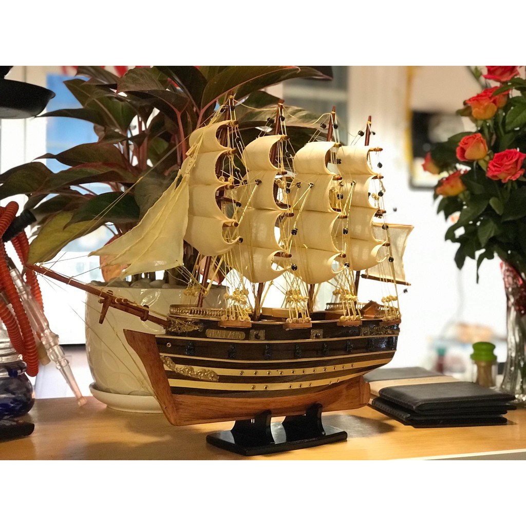 [FREE SHIP] Mô hình thuyền buồm JYLLAND PHONG THỦY màu trắng dài 56cm