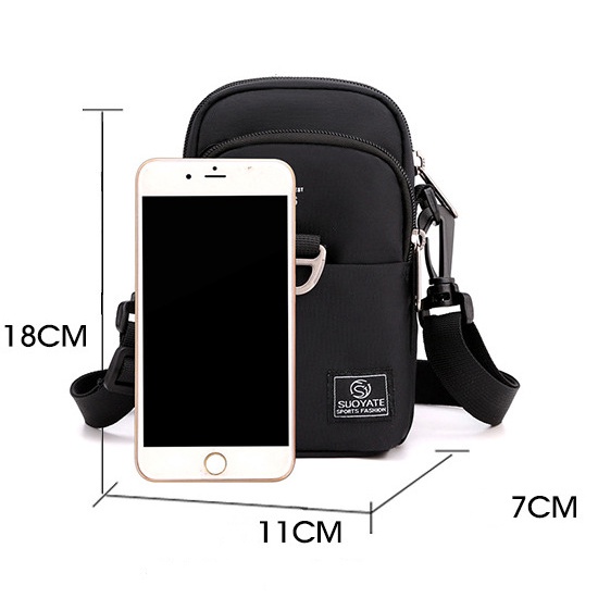 Túi Đeo Chéo Mini PTTN vải Oxford Trượt Nước Cao Cấp Màu Đen/Xanh Dương - T03