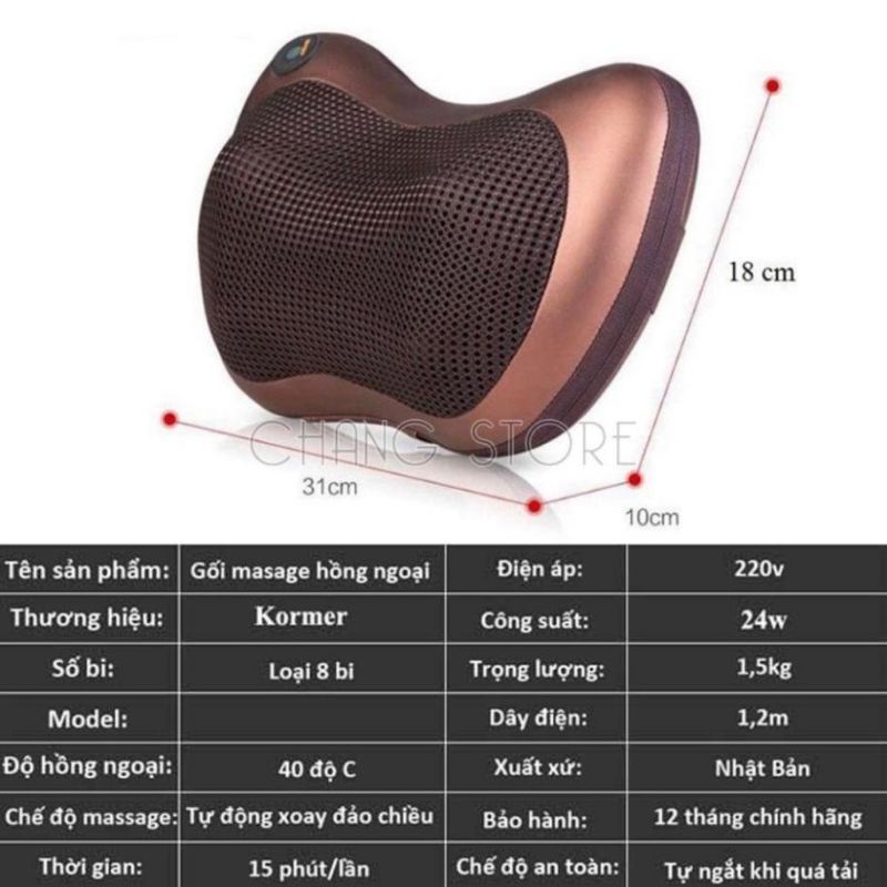 Gối Massage Hồng Ngoại  2 Chiều Cao Cấp - Máy, Gối Mát Xa Cổ Vai Gáy Chính Hãng