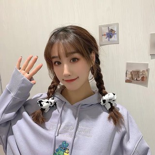 Cột tóc scrunchies lông mịn bò sữa cute