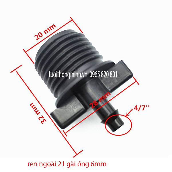 Ốc ren ngoài 21 gắn dây mềm 4/7 (6mm)