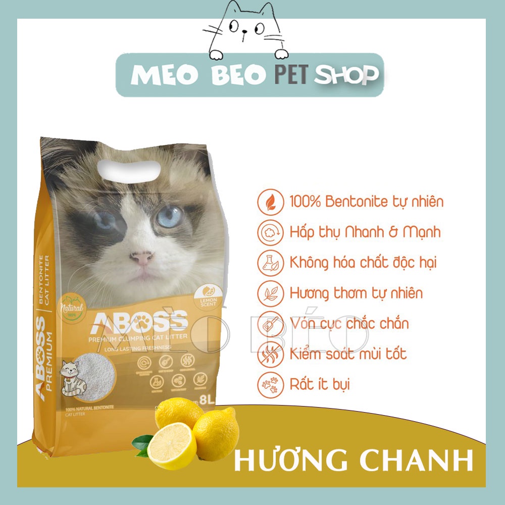 Cát Vệ Sinh Cát Đất Sét Bentonite Aboss 8L - Mèo Béo Petshop