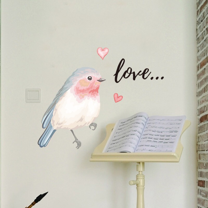 Decal giấy dán tường - mẫu Chim Hồng đáng yêu cute