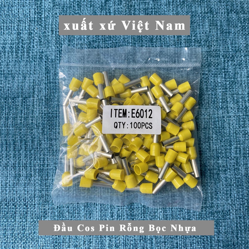 Đầu cos pin rỗng bọc nhựa cho dây 0.5-6mm2 bằng đồng E0508 - E7508 - E1008  -E1010- E1508 - E2508 - E2510 -E4009 - E6012