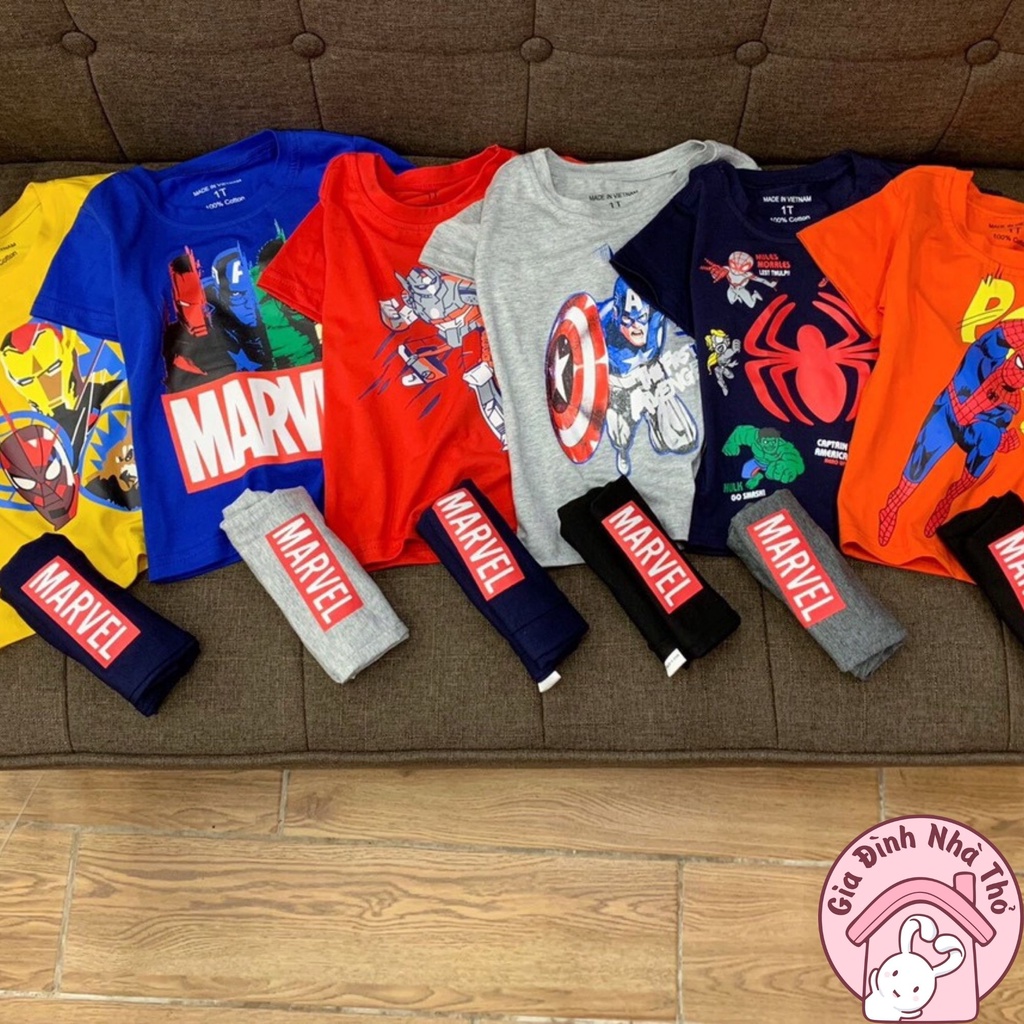 5 mẫu - Set bộ cotton siêu nhân áo thun quần đùi thể thao cá tính cho bé trai ở nhà đi chơi đi học