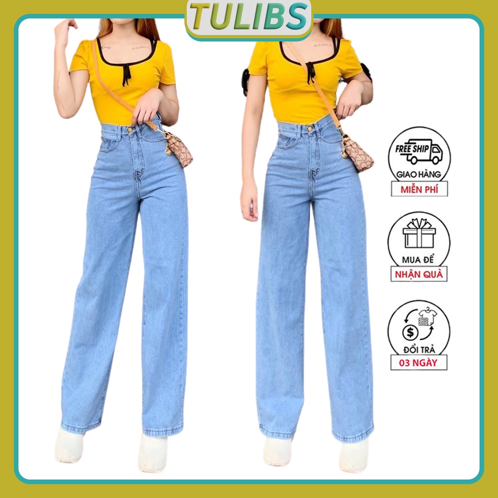 Quần jean ống rộng nữ quần baggy cạp cao hàn quốc tôn dáng Tulibs BG5100