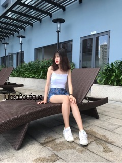 Croptop 2 dây cuốn biên trắng