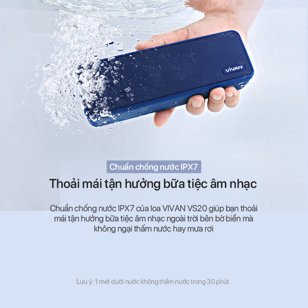 Loa Bluetooth Mini Bass Mạnh Chống Nước Di Động VIVAN VS20 5.0 Nghe Nhạc Chính Hãng Giá Rẻ Đọc Thẻ Micro SD & AUX Miseo