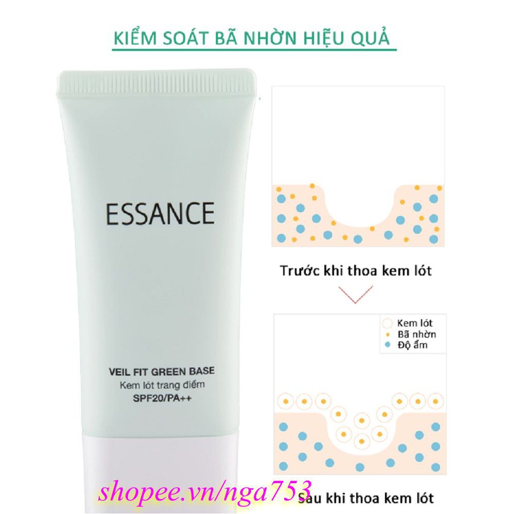 Kem lót 30ml hiệu chỉnh sắc da kiểm soát dầu Essance Veil Fit Green Base SPF20 PA++ | BigBuy360 - bigbuy360.vn