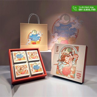 Bộ túi hộp trung thu 4 bánh 150g - 250g cung trăng