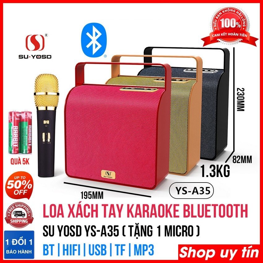 Loa bluetooth xách tay cao cấp, loa karaoke mini, micro không dây