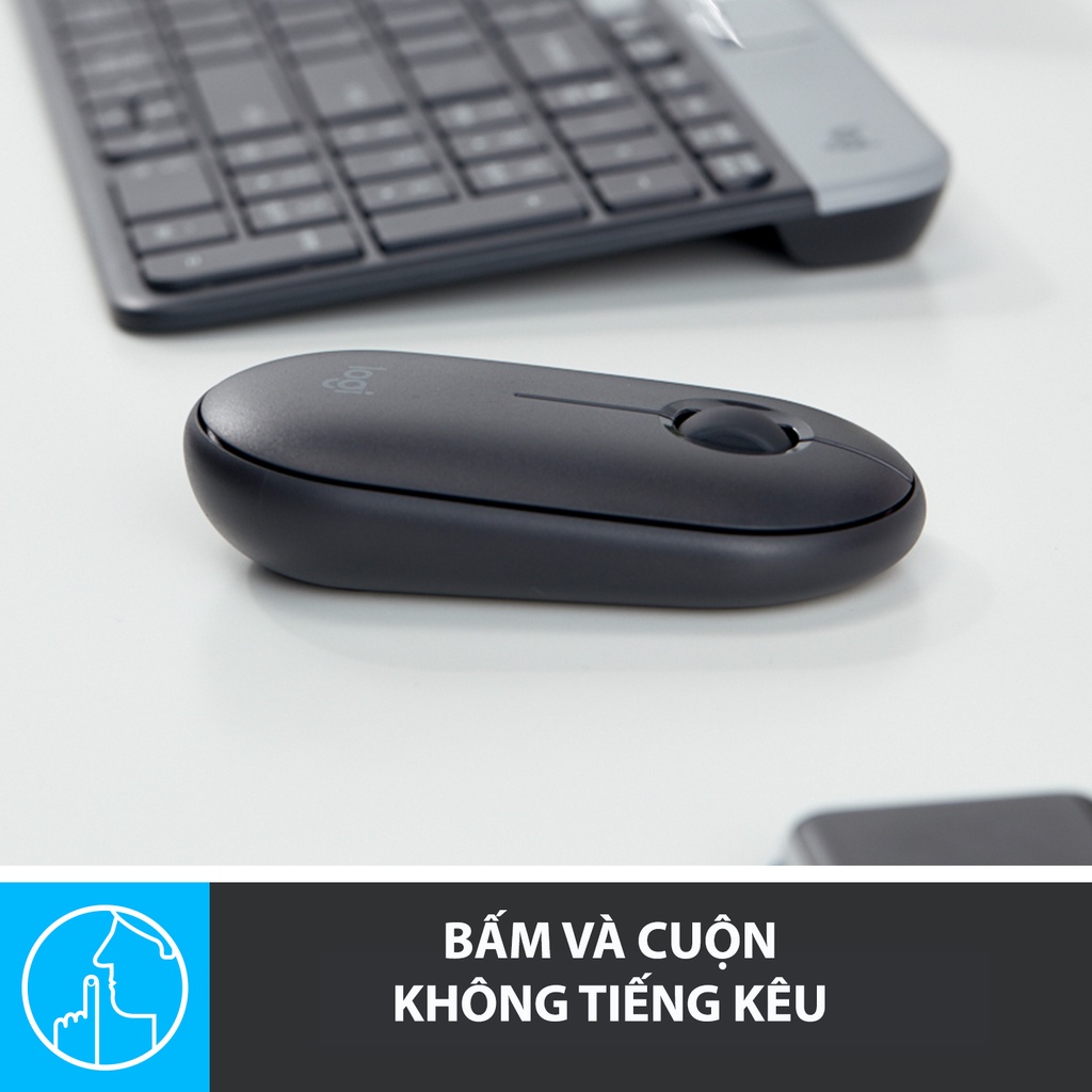 Chuột không dây Logitech Pebble Wireless M350 - Bluetooth/ USB, nhỏ gọn, giảm ồn, / PC