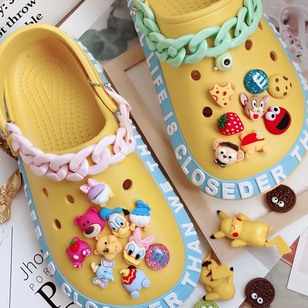 Phụ Kiện Trang Trí Giày Hình Hoạt Hình Pikachu Doraemon Cho Croc Charm Sesame Street Jibitz Croc Pins