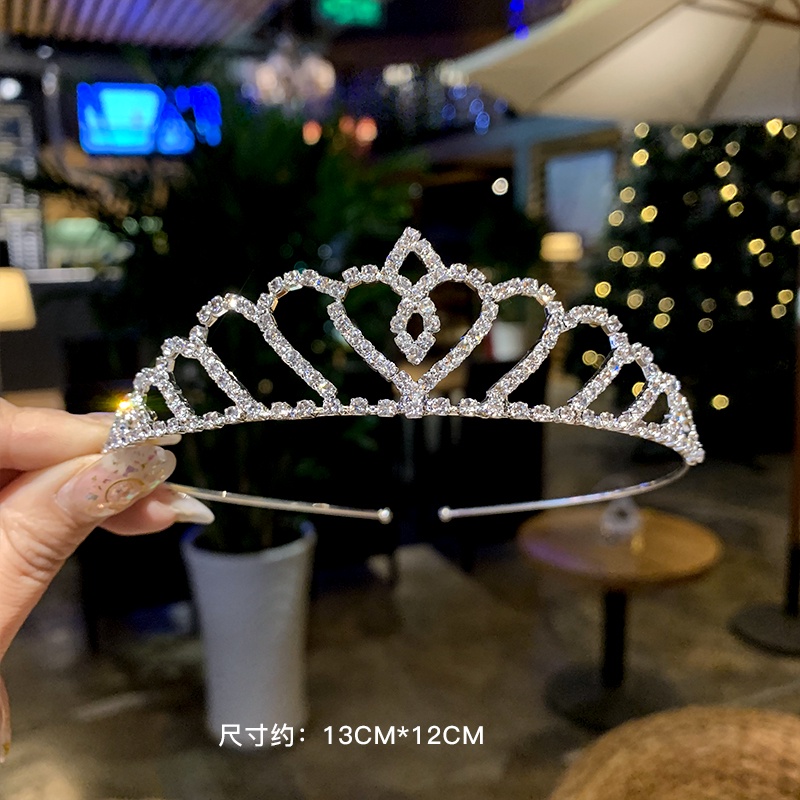 Băng đô cài tóc hình vương miện đính đá sang trọng cho bé gái