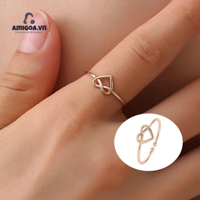 Nhẫn Hở Hình Trái Tim Thiết Kế Đơn Giản