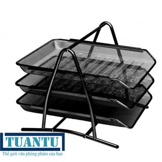 Kệ sắt đựng tài liệu không gỉ sét - Khay kim loại đựng hồ sơ 3 tầng chắc chắn, siêu bền - Kệ inox đựng hồ sơ văn phòng