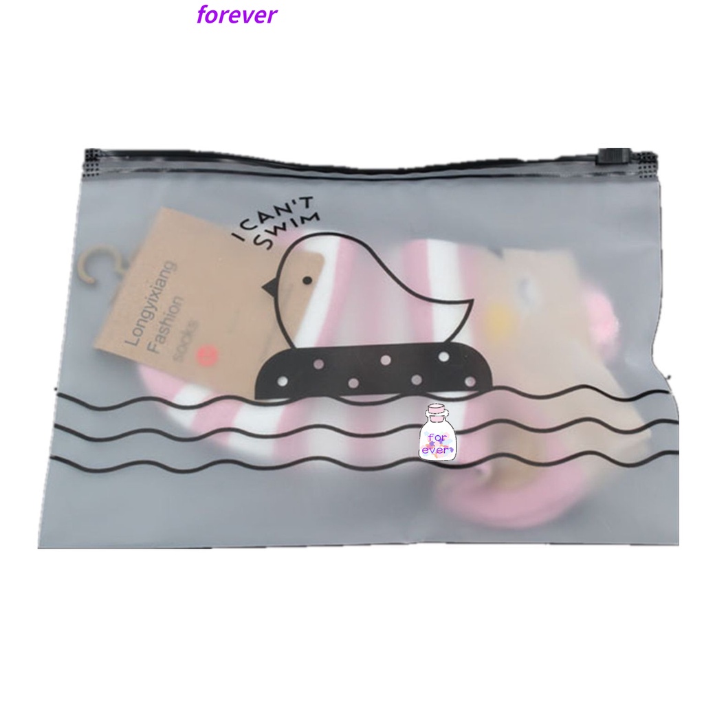 Túi Đựng Quần Áo Bằng Nhựa Chống Thấm Nước Có Khóa Kéo Họa Tiết Gà/Chim Dễ Thương