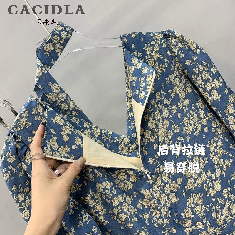 Đầm Voan Dài Tay Cổ Chữ V In Hoa Phong Cách Hàn Quốc Thời Trang | BigBuy360 - bigbuy360.vn