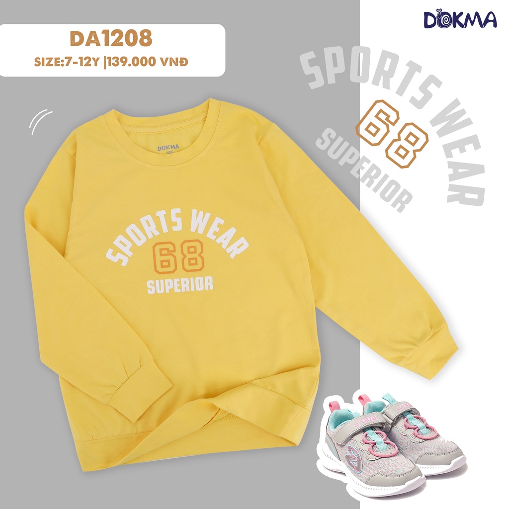 7-12T Áo dài tay cổ tròn bé gái Dokma DA1208