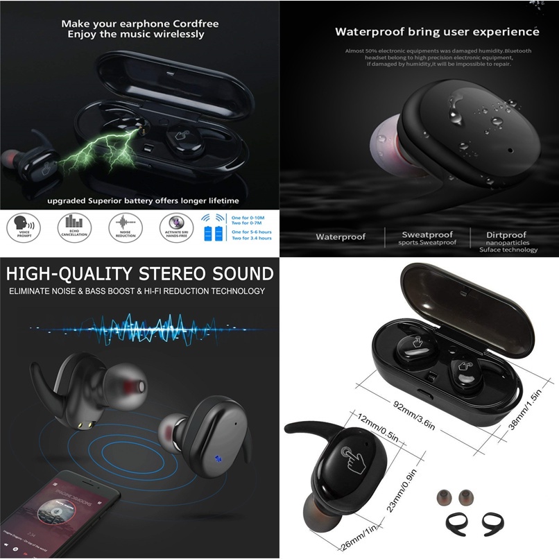 Tai nghe Bluetooth 5.0 không dây Y30 Tws khử tiếng ồn/stereo 3d /nhét tai cho Android/Ios