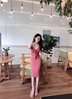 Đầm Body Hai Dây Thăt Nơ