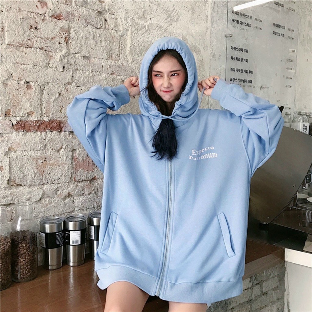 Áo khoác hoodie nỉ nữ form rộng có dây kéo 4YOUNG in ngựa