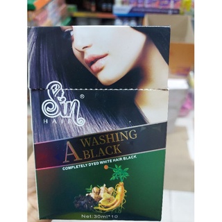 1 hộp 10 dầu gội sin hair màu đen