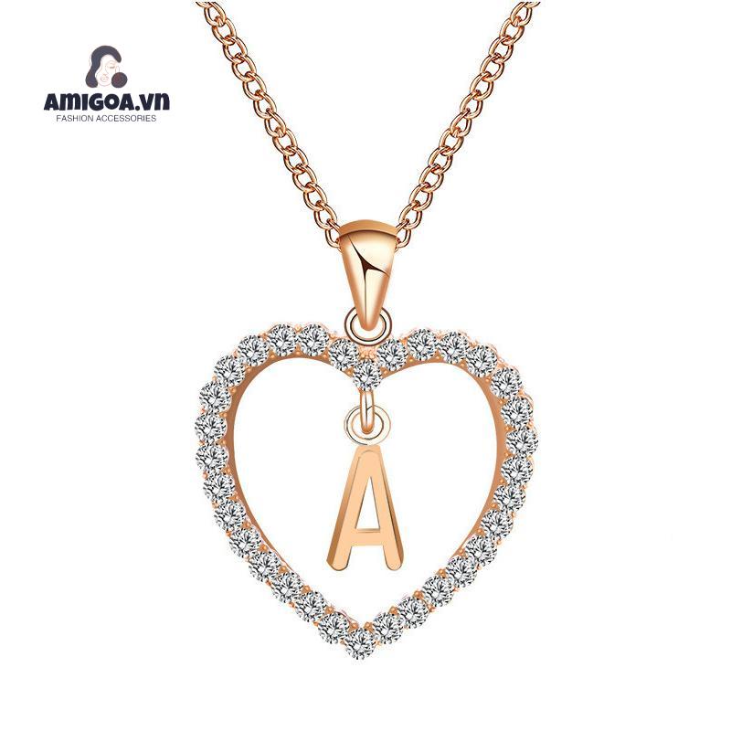 Vòng cổ Mặt 26 Chữ Cái Đính Đá Đơn Giản Thời Trang