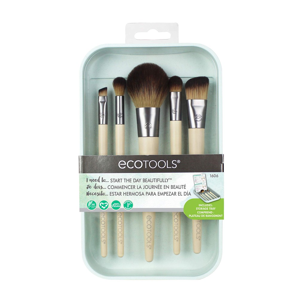 Ecotools - Set 5 cọ trang điểm Start The Day Beautifully Kit Makeup Brush Set