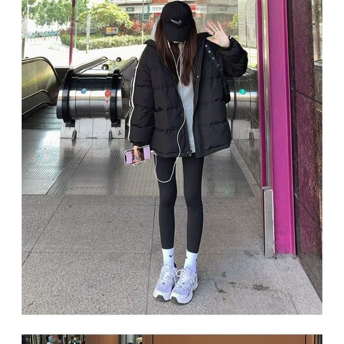 Áo phao mũ 2 sọc AN MINH có mũ, 2 màu Đen,Sữa dáng thể thao 2 size M và L