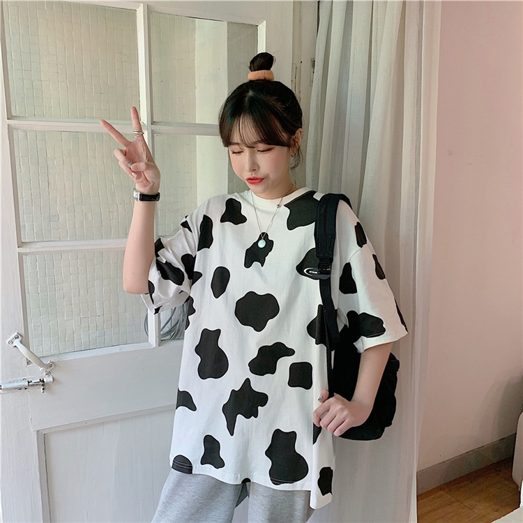 Áo thun nam nữ unisex bò sữa freesize / Áo phông tay lỡ form rộng