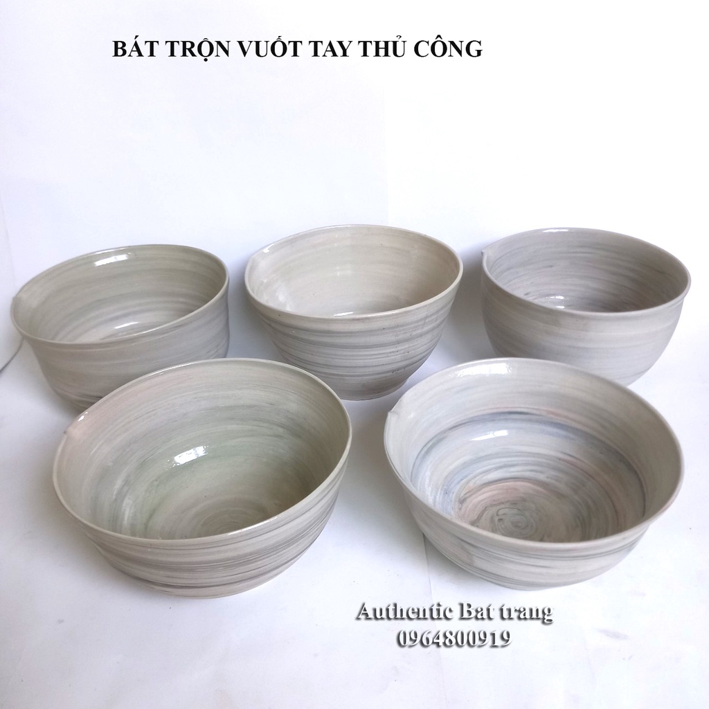 Bát trộn làm bánh D15h9cm, chụp ảnh sản phẩm, trang trí món ăn - bát trộn vuốt tay 100 % - gốm sứ Authentic  bát tràng