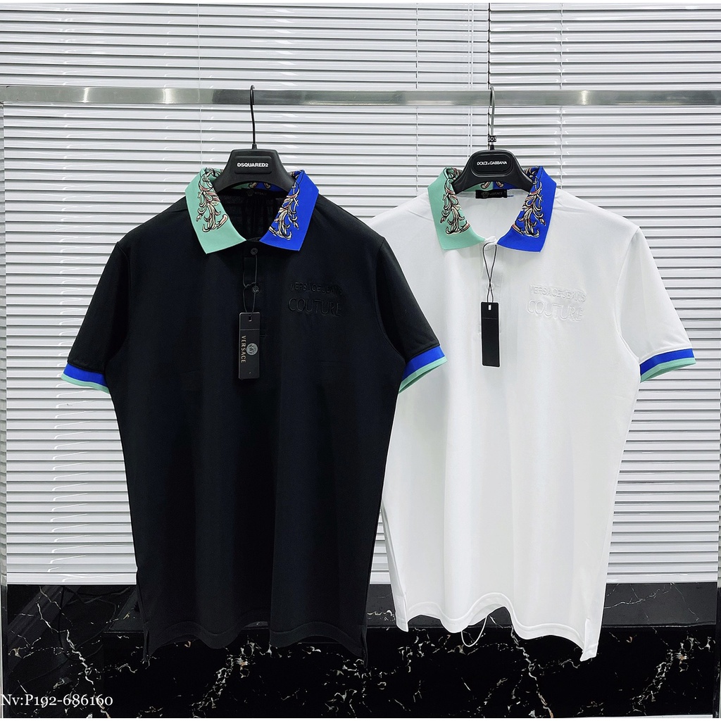 Áo Polo Nam Ver.sace Họa Tiết Ở Cổ Sang Trọng . Áo Phông Cổ Bẻ Nam Ver.sace Chất Vải Gai Mát Mịn - MINH TÂY STORE
