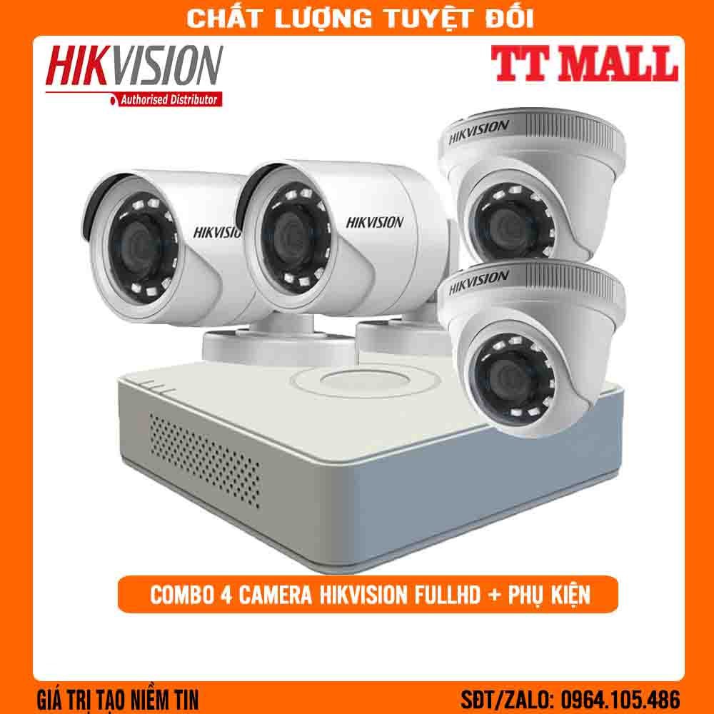 Trọn bộ 3- 4 camera HIKVISION  B2  2.0 megapixel Full HD 1080P kèm HDD 500G và dây liền nguồn đúc sẵn