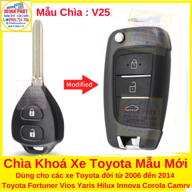 Chìa Khoá Gập Xe Toyota Innova, Vios, Fortuner, Camry, Corolla Altis, Yaris, Hilux